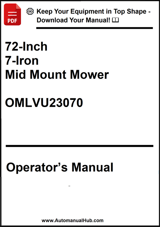 John Deere 72-Inch 7-Iron Mid Mount Mower Operator's Manual OMLVU23070 - PDF