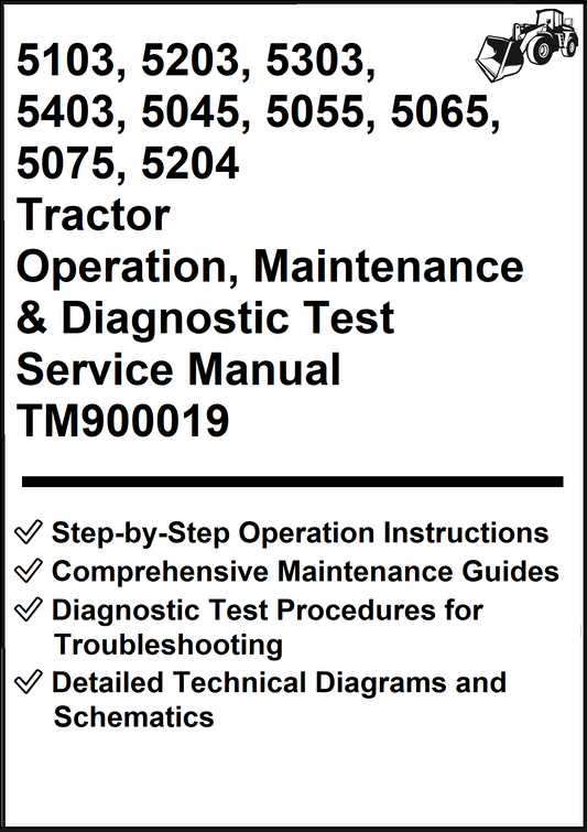 John Deere 5103, 5203, 5303, 5403, 5045, 5055, 5065, 5075, 5204 Tractor Operation, Maintenance & Diagnostic Test Service Manual TM900019 - PDF