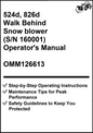 John Deere 524d, 826d Walk Behind Snow blower (S/N 160001) Operator's Manual OMM126613 - PDF