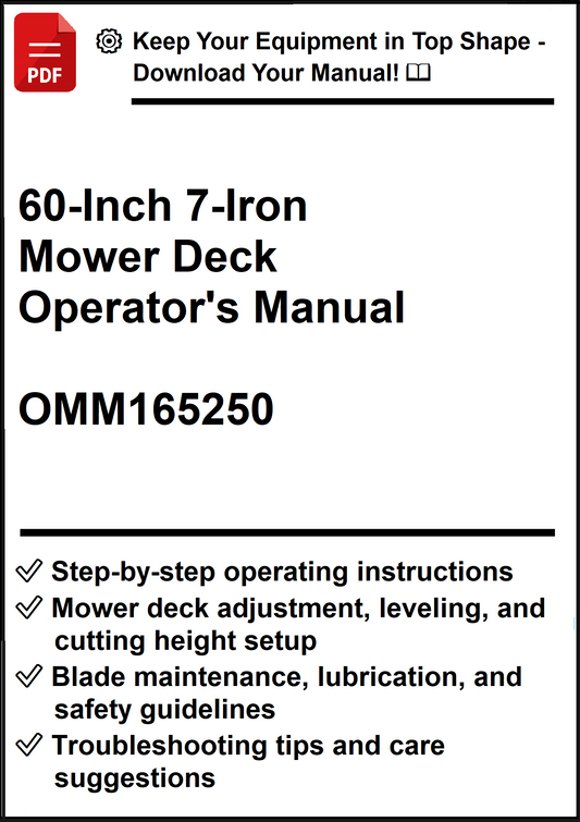 John Deere 60-Inch 7-Iron Mower Deck Operator's Manual OMM165250 - PDF