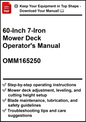 John Deere 60-Inch 7-Iron Mower Deck Operator's Manual OMM165250 - PDF