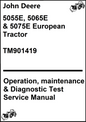John Deere 5055E, 5065E & 5075E European Tractor Operation, maintenance & Diagnostic Test Service Manual TM901419 - PDF