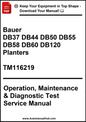 Manual cover for Bauer planters with text on a white background