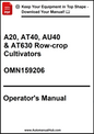 Operator's manual for A20, AT40, AU40 & AT630 row-crop cultivators on a white background
