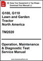 Manual cover for G100, G110 Lawn and Garden Tractor Operation, Maintenance & Diagnostic Test Service Manual TM2020.