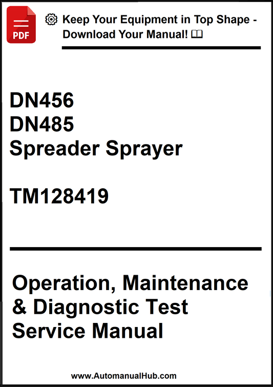 Manual cover for DN456 and DN485 Spreader Sprayer with technical details.