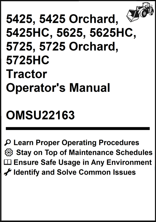 John Deere 5425, 5425 Orchard, 5425HC, 5625, 5625HC, 5725, 5725 Orchard, 5725HC Tractor Operator's Manual OMSU22163 - PDF