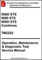 Manual cover for agricultural equipment service manual with text and logo.