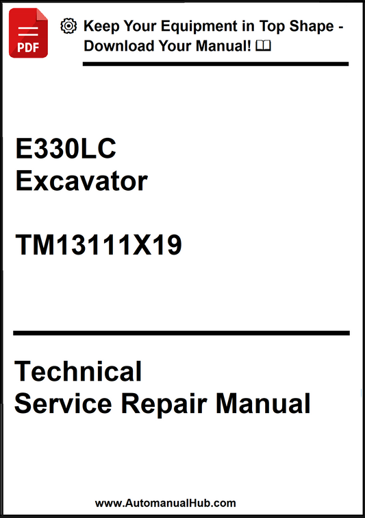 Technical Service Repair Manual for E330LC Excavator with download prompt.