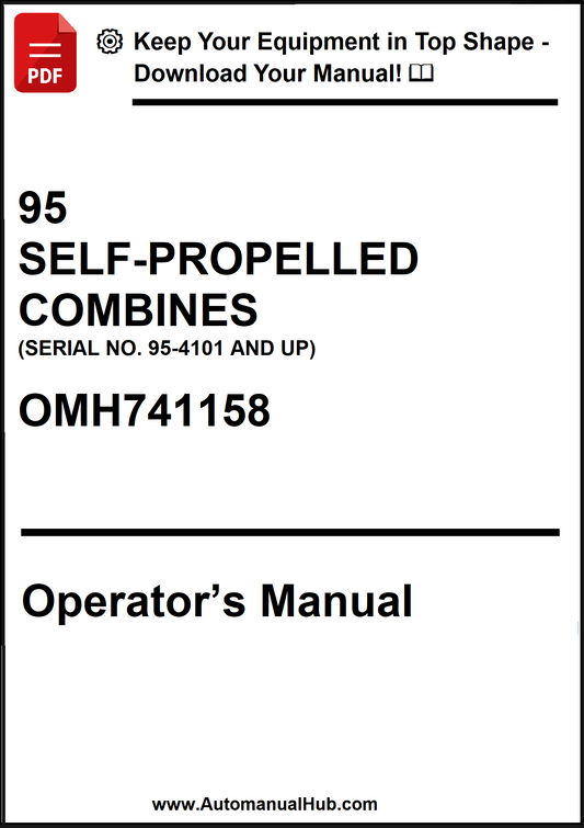 Operator's manual for self-propelled combines with a download prompt.