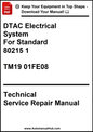 Technical Service Repair Manual for DTAC Electrical System, model 80215 1, with a call to action to download the manual.