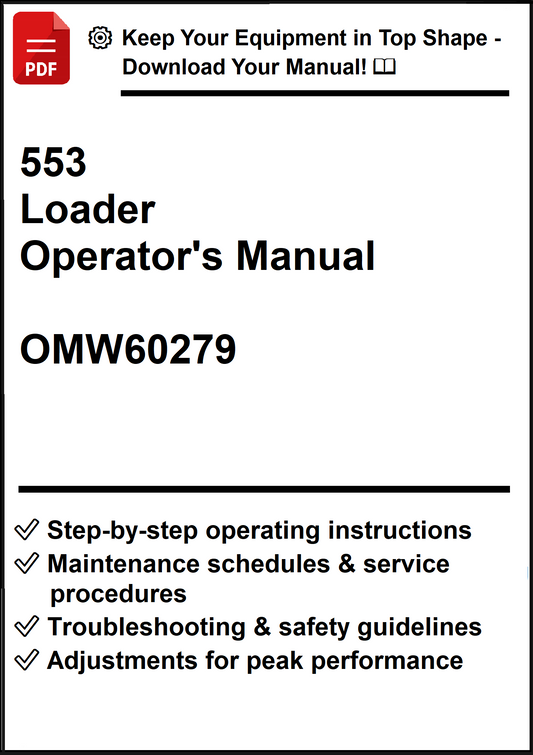 John Deere 553 Loader Operator's Manual OMW60279 - PDF