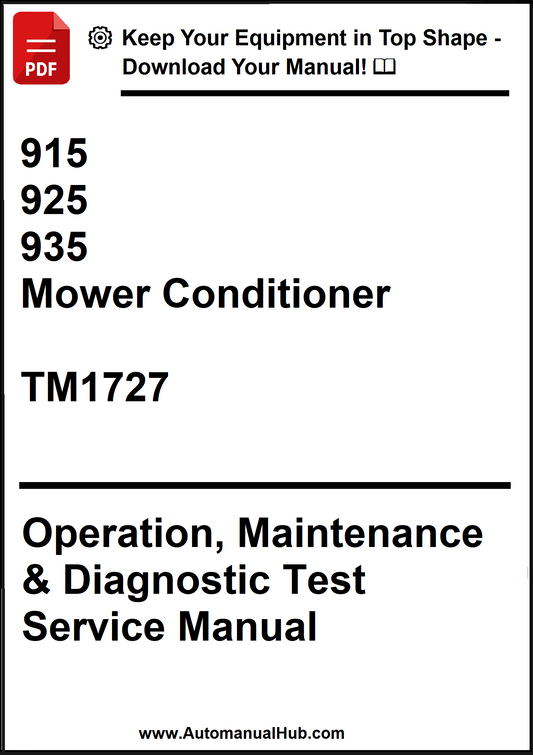 Manual cover for Mower Conditioner TM1727 with contact information and website URL.
