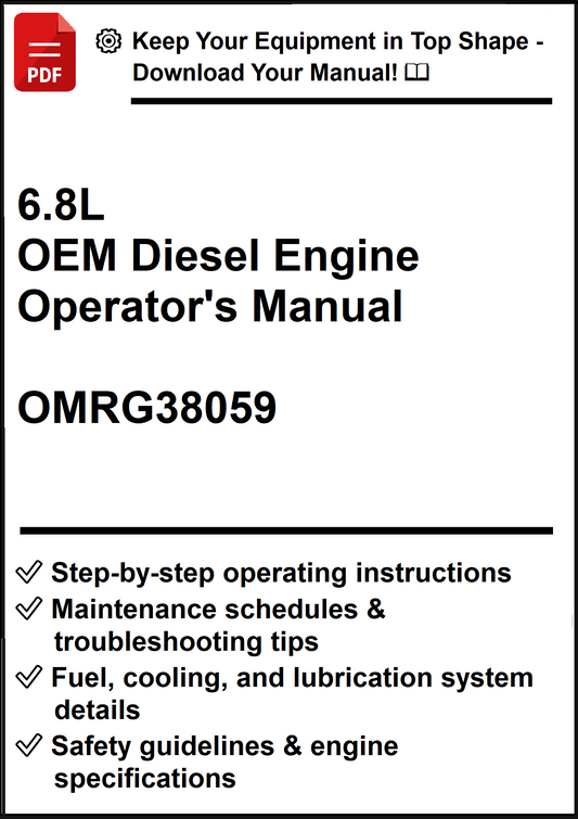 John Deere 6.8L OEM Diesel Engine Operator's Manual OMRG38059 - PDF