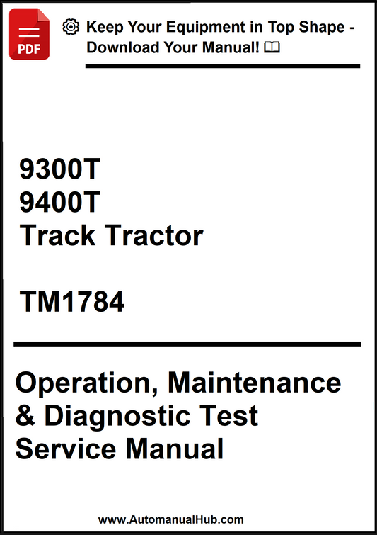 Manual cover for 9300T and 9400T track tractor with service information.