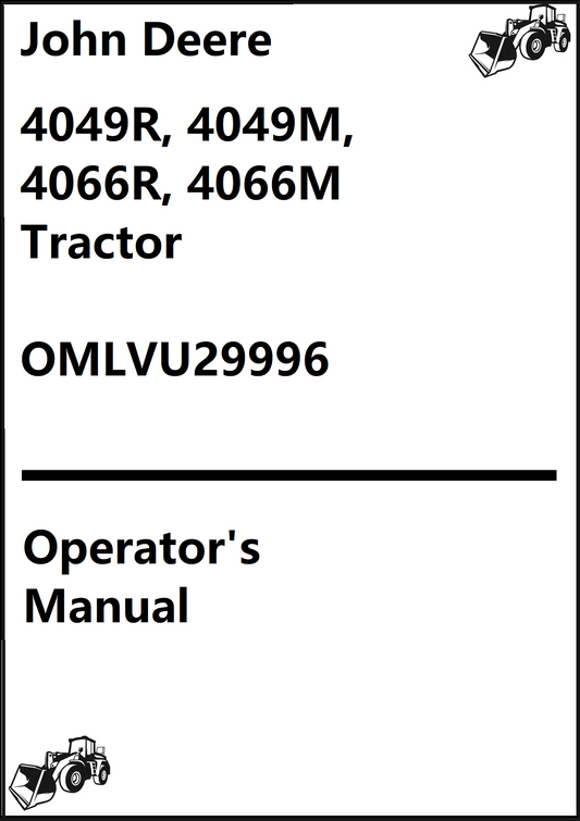 John Deere 4049R, 4049M, 4066R, 4066M Tractor Operator's Manual OMLVU29996 - PDF