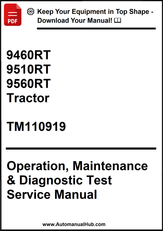 Manual cover for 9460RT, 9510RT, and 9560RT tractors with service information.