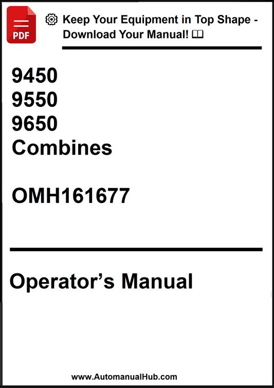 Operator's manual cover for combines with model numbers and website URL.