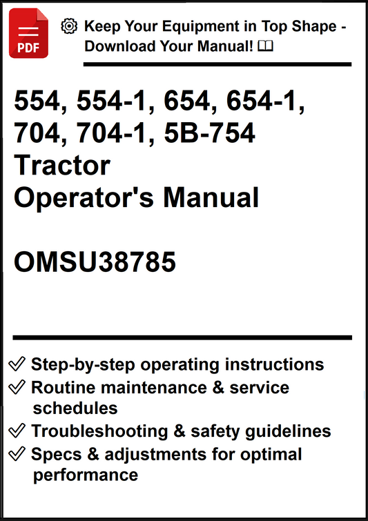 John Deere 554, 554-1, 654, 654-1, 704, 704-1, 5B-754 Tractor Operator's Manual OMSU38785 - PDF