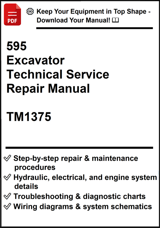 John Deere 595 Excavator Technical Service Repair Manual TM1375 - PDF
