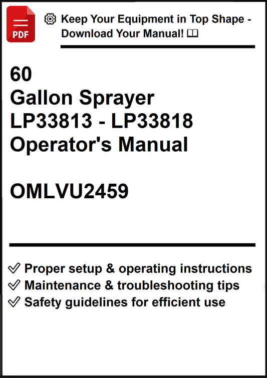 John Deere 60 Gallon Sprayer LP33813 - LP33818 Operator's Manual OMLVU24591 - PDF
