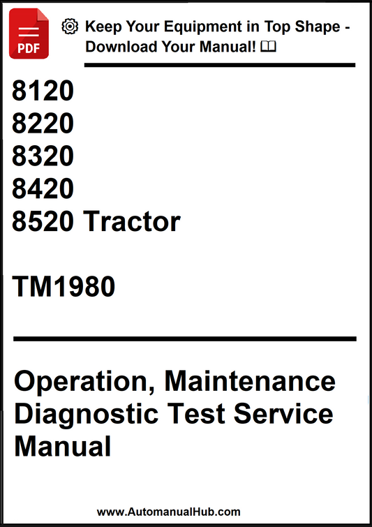 John Deere 8120, 8220, 8320, 8420, 8520 Tractor Operation, Maintenance Diagnostic Test Service Manual TM1980 - PDF