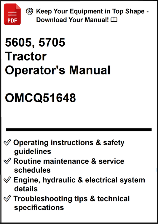 John Deere 5605, 5705 Tractor Operator's Manual OMCQ51648 - PDF