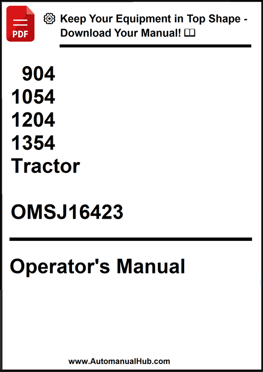 Operator's manual for tractors with model numbers listed on a white background