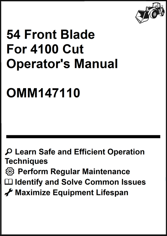 John Deere 54 Front Blade For 4100 Cut Operator's Manual OMM147110 - PDF