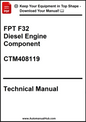 Technical manual cover for FPT F32 Diesel Engine Component with CTM408119 on a white background.