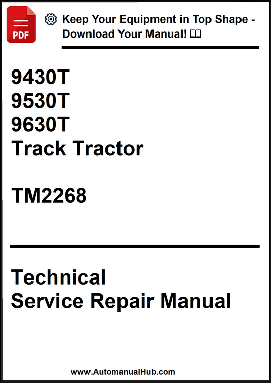 Technical Service Repair Manual for track tractors with model numbers 9430T, 9530T, and 9630T.