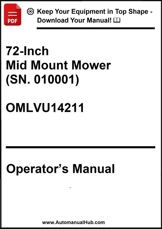 John Deere 72-Inch Mid Mount Mower (SN. 010001) Operator's Manual OMLVU14211 - PDF