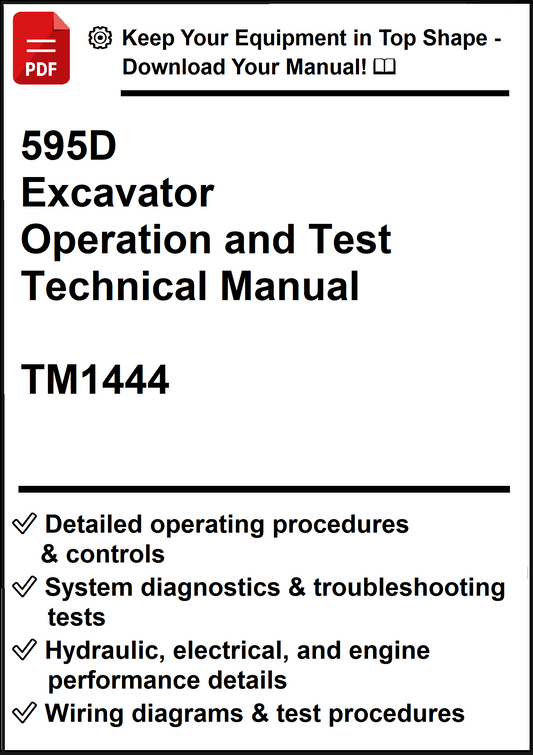 John Deere 595D Excavator Operation and Test Technical Manual TM1444 - PDF