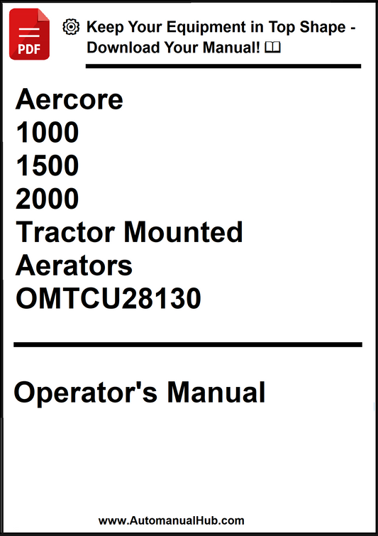 Operator's manual for Aercore tractor-mounted aerators on a white background