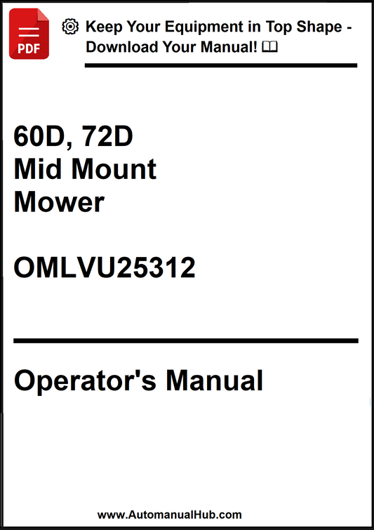 John Deere 60D, 72D Mid Mount Mower Operator's Manual OMLVU25312 - PDF