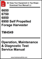 John Deere 6650, 6750, 6850, 6950 Self Propelled Forage Harvester Operation, Maintenance & Diagnostic Test Service Manual TM4549 - PDF