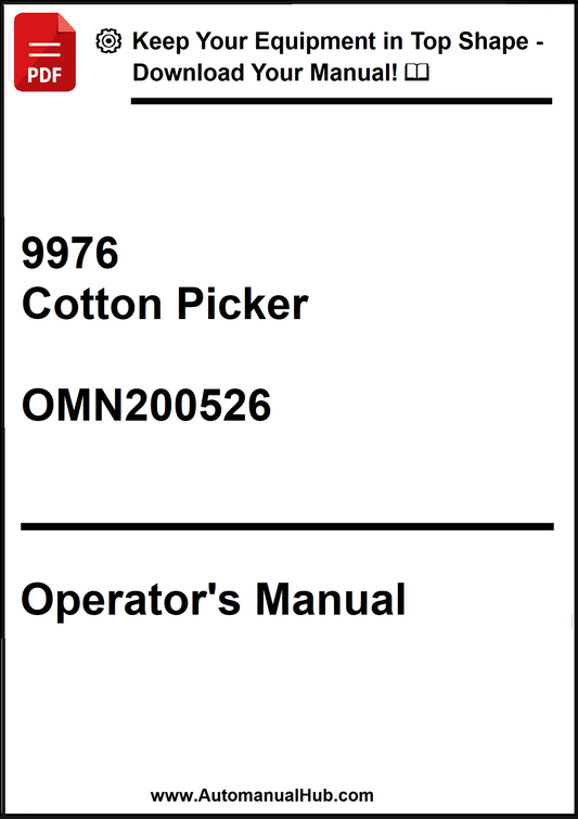 Operator's manual for a cotton picker model 9976 with a download prompt.