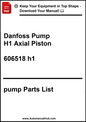 Danfoss Pump H1 Axial Piston parts list document with contact information.
