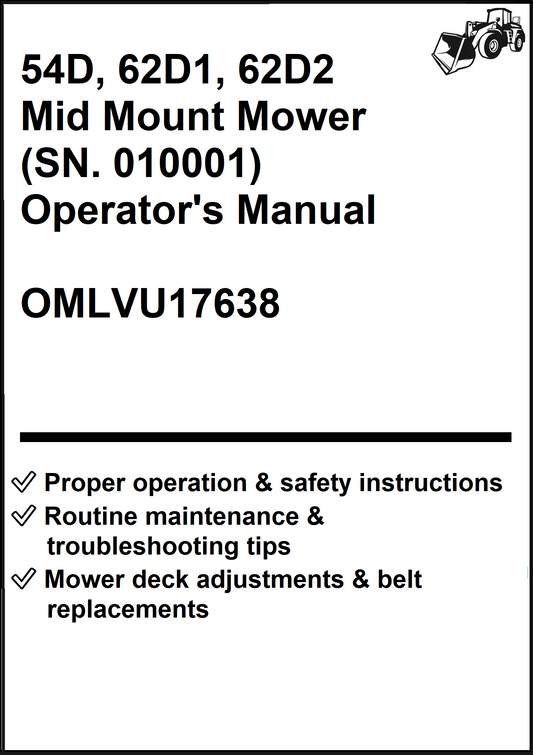 John Deere 54D, 62D1, 62D2 Mid Mount Mower (SN. 010001) Operator's Manual OMLVU17638 - PDF