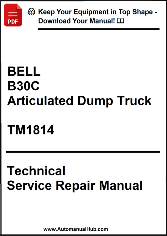 Technical service repair manual for Bell B30C Articulated Dump Truck model TM1814 on a white background.