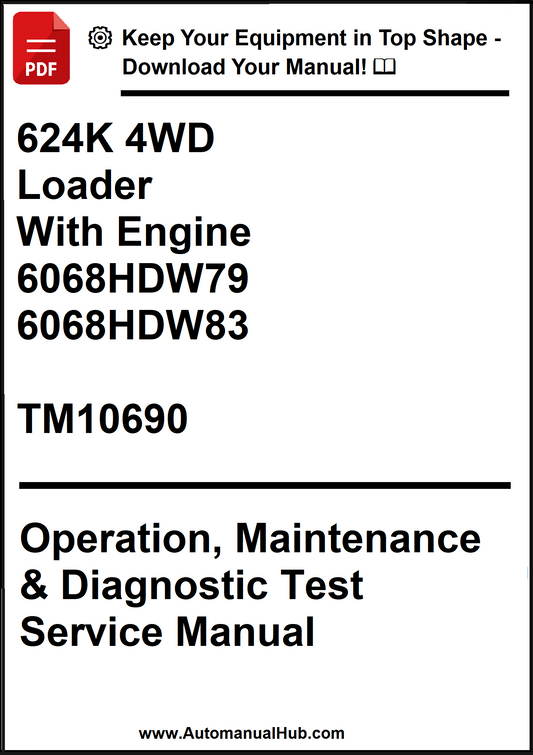 John Deere 624K 4WD Loader With Engine 6068HDW79, 6068HDW83 Operation, Maintenance & Diagnostic Test Service Manual TM10690 - PDF
