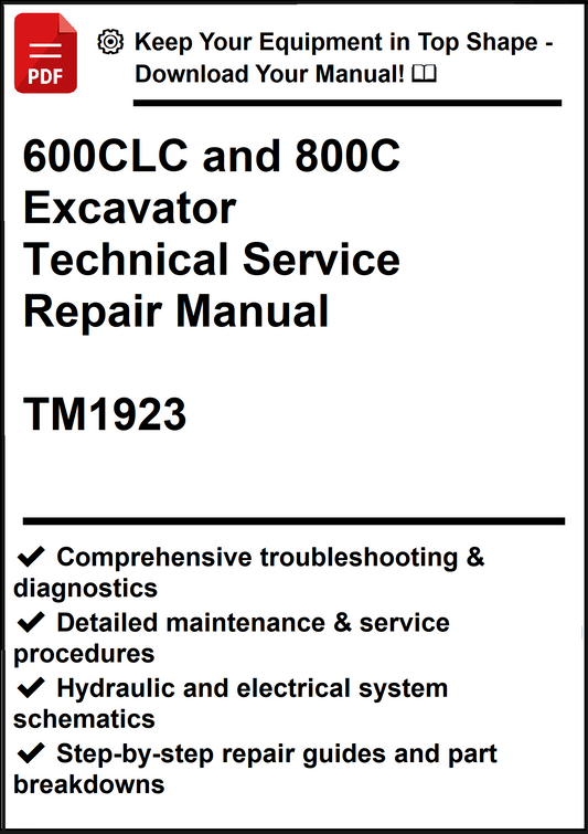 John Deere 600CLC and 800C Excavator Technical Service Repair Manual TM1923 - PDF