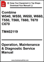 Manual cover for combine equipment with text and branding