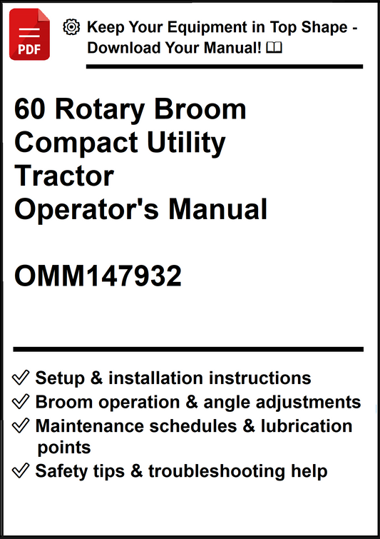 John Deere 60 Rotary Broom Compact Utility Tractor Operator's Manual OMM147932 - PDF