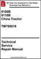 John Deere 6100B and 6110B China Tractor Technical Service Repair Manual TM700819 - PDF