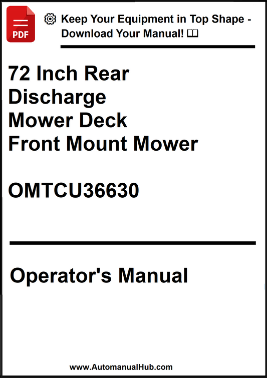 John Deere 72 Inch Rear Discharge Mower Deck For Front Mount Mower Operator's Manual OMTCU36630 - PDF
