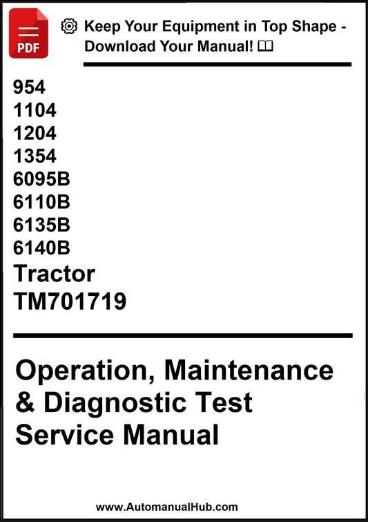 Service manual cover for tractors with model numbers and publication details.