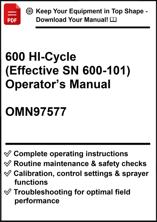 John Deere 600 HI-Cycle (Effective SN 600-101) Operator’s Manual OMN97577 - PDF