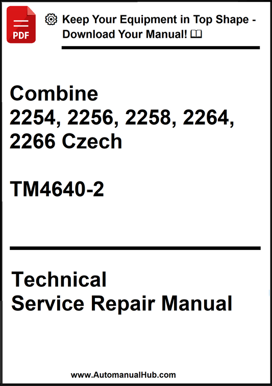 Technical Service Repair Manual for Combine models 2254, 2256, 2258, 2264, 2266 Czech, with a download offer on top.