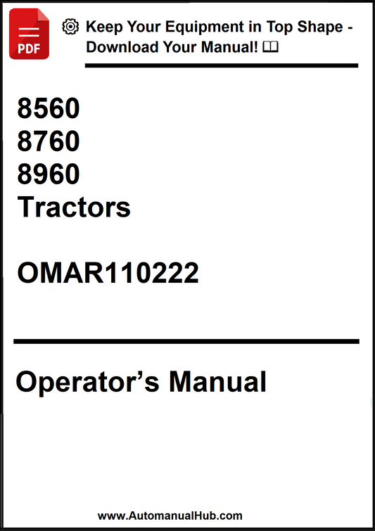 John Deere 8560, 8760, 8960 Tractors Operator’s Manual OMAR110222 - PDF